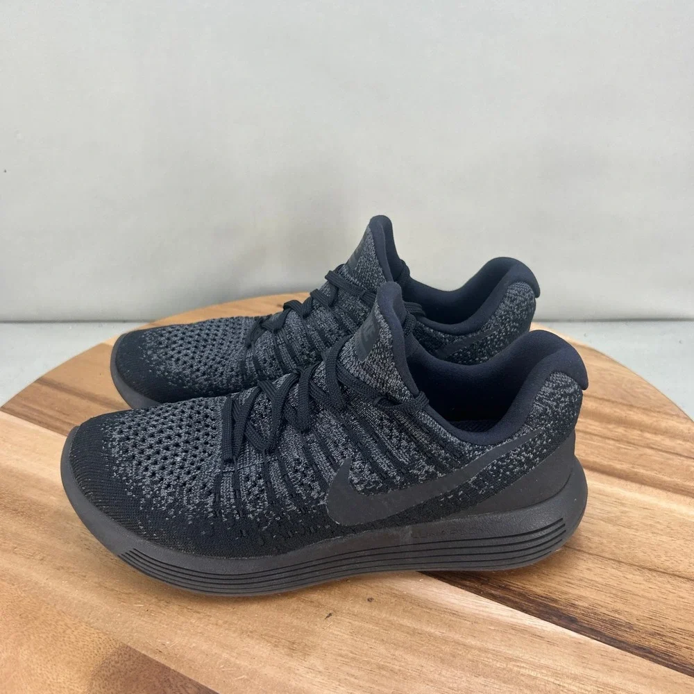 Nike LunarEpic Low Flyknit 2 Black Dark Grey Running Shoes 863780-004 Mens 7.5